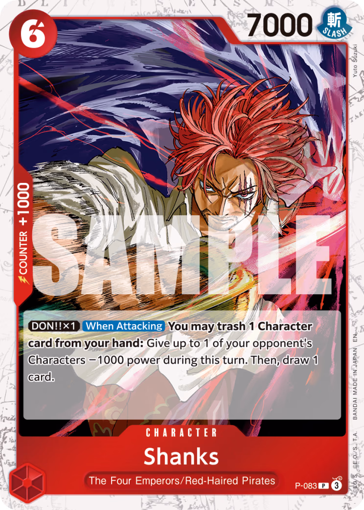 Shanks (Pirate Foil) One Piece card (P-083, Premium Booster -The Best- Vol. 2)