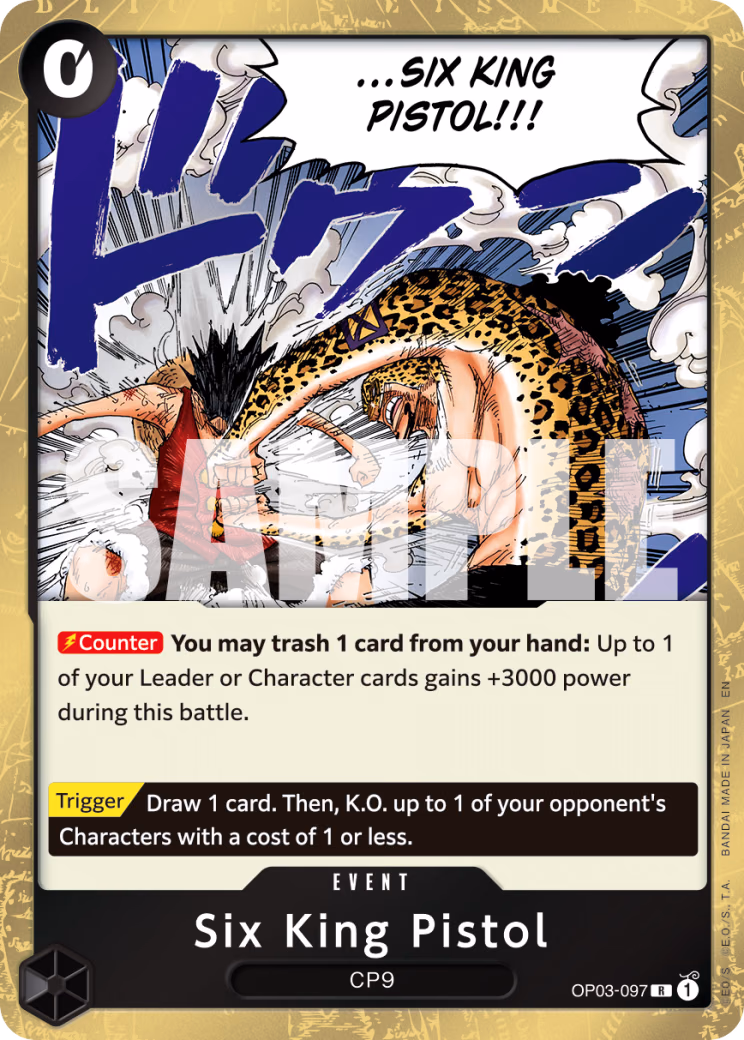 Six King Pistol (Reprint) One Piece card (OP03-097, Premium Booster -The Best- Vol. 2)