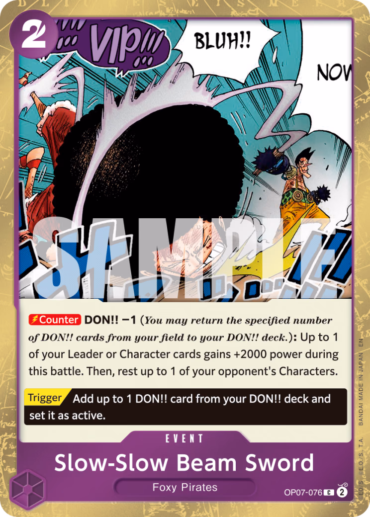Slow-Slow Beam Sword (Pirate Foil) One Piece card (OP07-076, Premium Booster -The Best- Vol. 2)