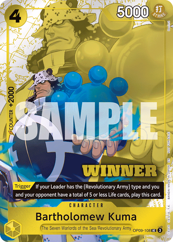 Bartholomew Kuma (Winner Pack 2025 Vol. 4) One Piece card (OP09-108, Promotion Cards)