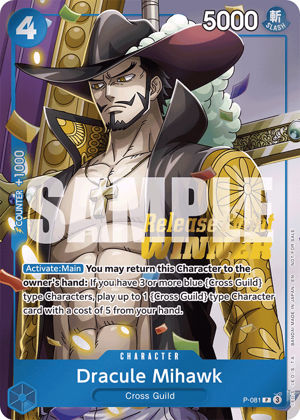Dracule Mihawk (OP11 Release Event) One Piece card (P-081, Promotion Cards)
