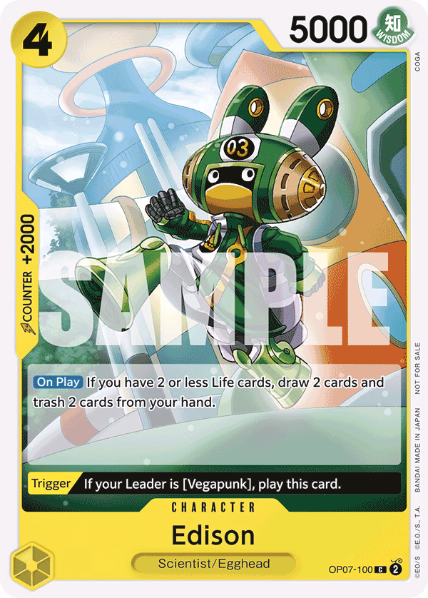 Edison (Tournament Pack 2024 Oct.-Dec.) One Piece card (OP07-100, Promotion Cards)