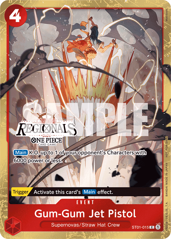 Gum-Gum Jet Pistol (Online Regional 2024 Participant) One Piece card (ST01-015, Promotion Cards)