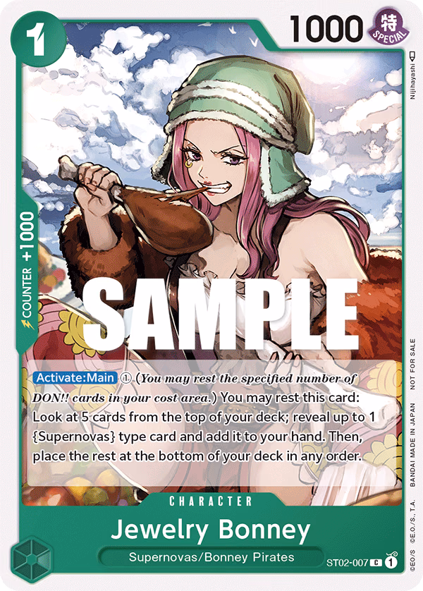 Jewelry Bonney (Tournament Pack Vol. 3 Winner) One Piece card (ST02-007, Promotion Cards)
