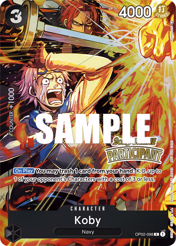 Koby (Online Regional 2023 Winner) One Piece card (OP02-098, Promotion Cards)