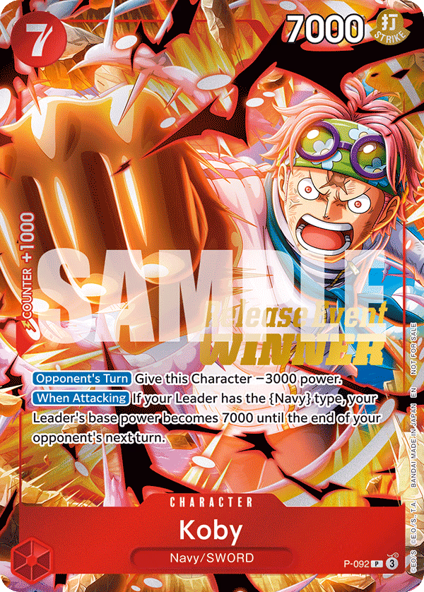 Koby (OP12 Release Event Winner) One Piece card (P-092, Promotion Cards)