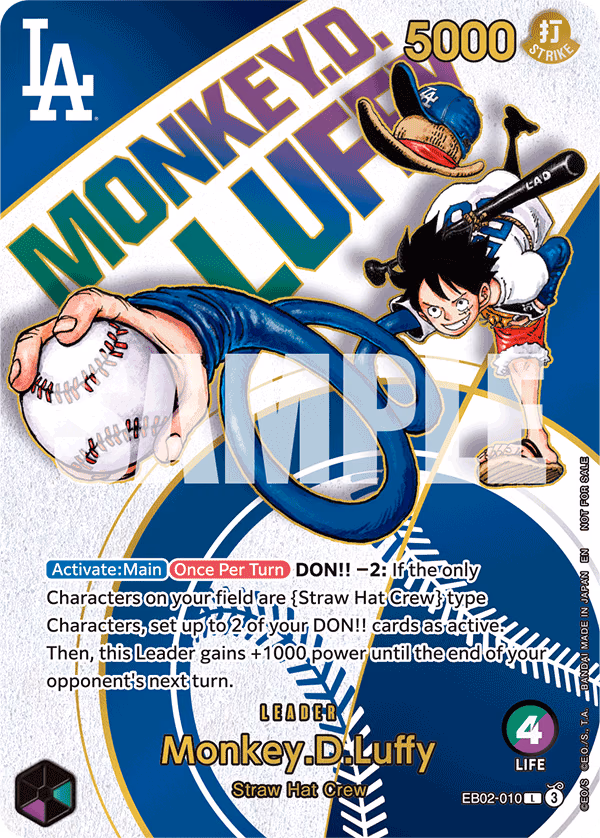Monkey.D.Luffy (Dodgers x ONE PIECE) One Piece card (EB02-010, Promotion Cards)