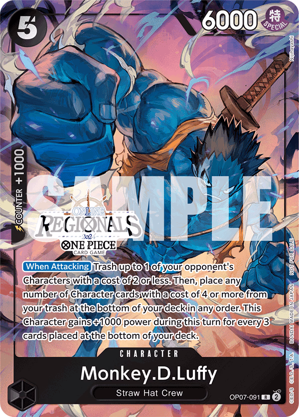 Monkey.D.Luffy (Offline Regional 2024 Vol. 3 Finalist) One Piece card (OP07-091, Promotion Cards)