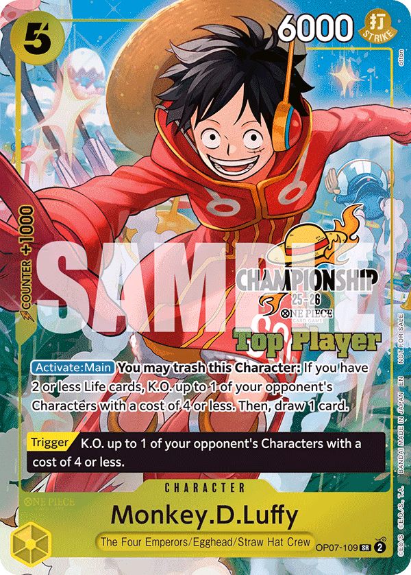 Monkey.D.Luffy (CS 25-26 Top Player Pack) One Piece card (OP07-109, Promotion Cards)
