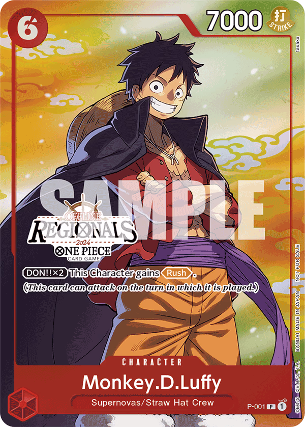 Monkey.D.Luffy (Offline Regional 2024 Vol. 2 Participant) One Piece card (P-001, Promotion Cards)