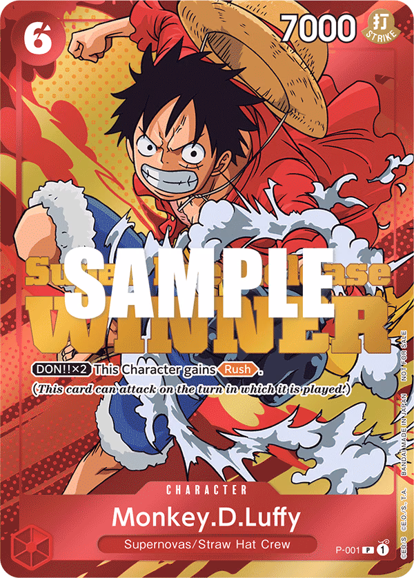 Monkey.D.Luffy (Super Pre-Release Winner) One Piece card (P-001, Promotion Cards)
