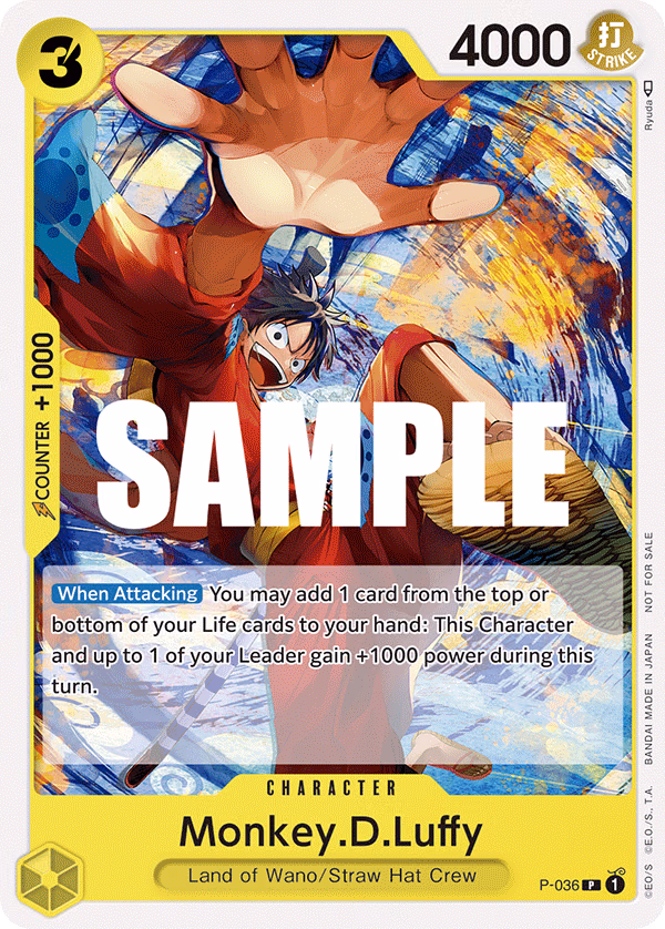 Monkey.D.Luffy (Pre-Release Tournament) One Piece card (P-036, Promotion Cards)