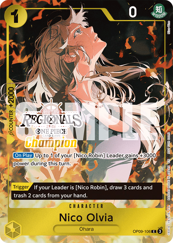 Nico Olvia (Online Regional Champion Card Set 2025 Vol.1) One Piece card (OP09-106, Promotion Cards)