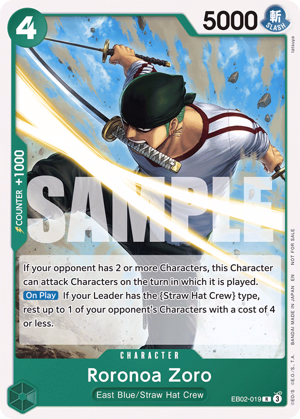 Roronoa Zoro (Tournament Pack 2025 Vol. 3) One Piece card (EB02-019, Promotion Cards)