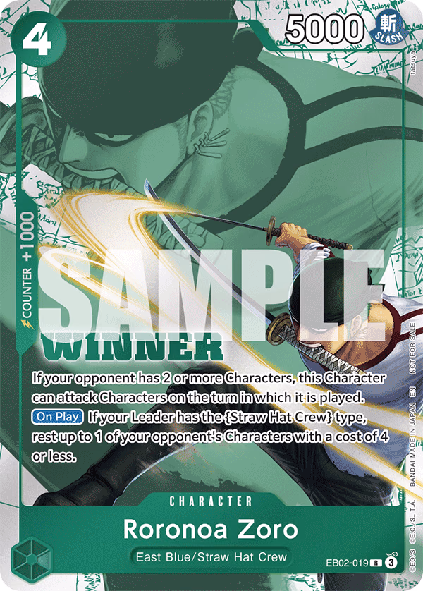 Roronoa Zoro (Winner Pack 2025 Vol. 3) One Piece card (EB02-019, Promotion Cards)