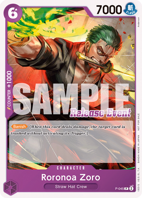 Roronoa Zoro (ST15 - ST20 Release Event Pack) One Piece card (P-045, Promotion Cards)