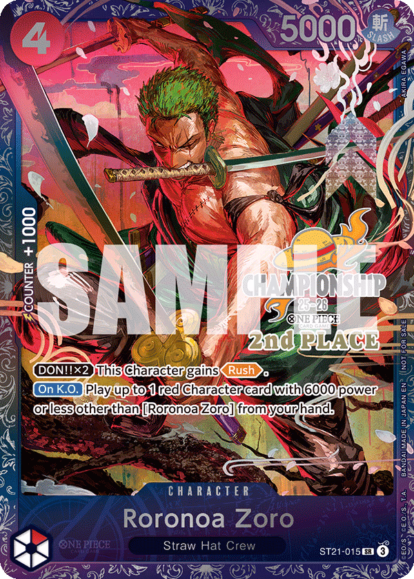Roronoa Zoro (CS 25-26 2nd Place) One Piece card (ST21-015, Promotion Cards)