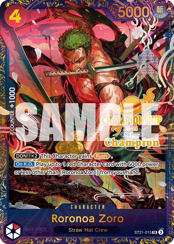 Roronoa Zoro (CS 25-26 3rd Place) One Piece card (ST21-015, Promotion Cards)