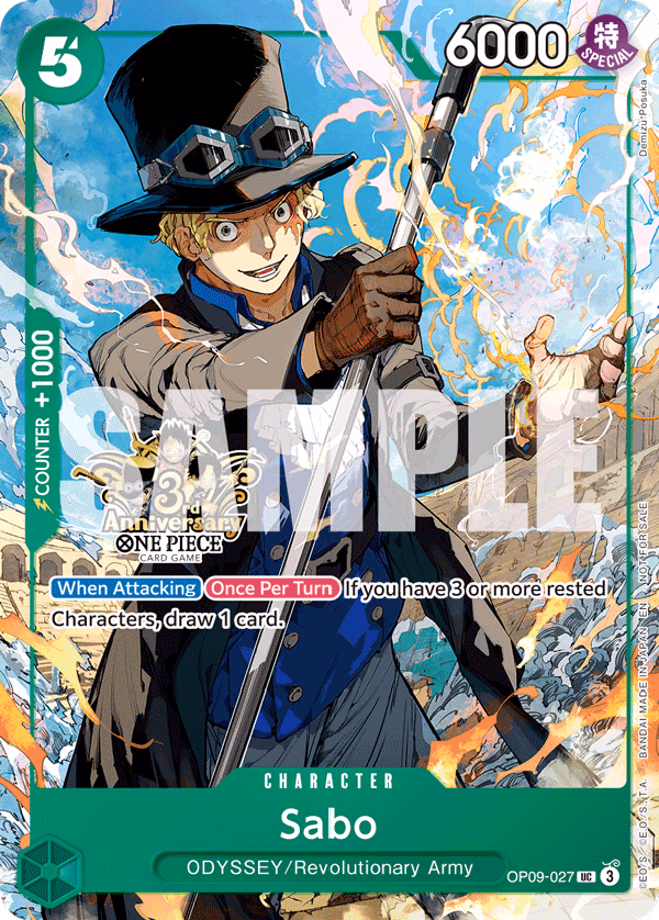 Sabo (3rd Anniversary Winner) One Piece card (OP09-027, Promotion Cards)
