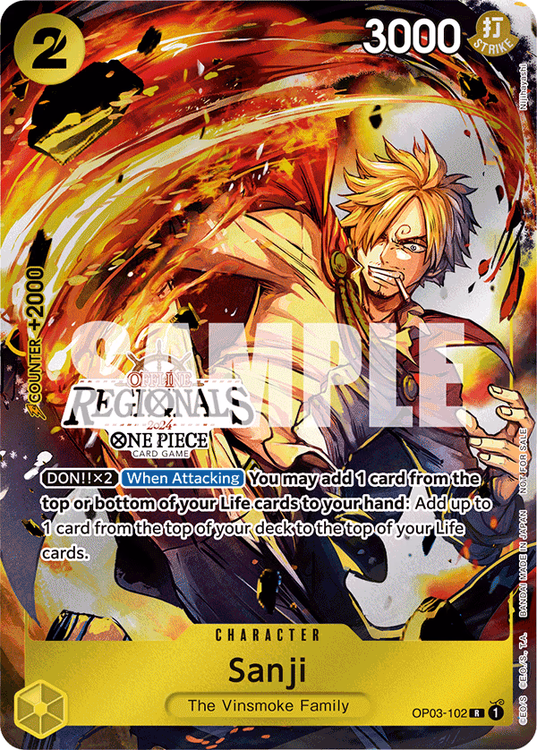 Sanji (Offline Regional 2024 Participant) One Piece card (OP03-102, Promotion Cards)