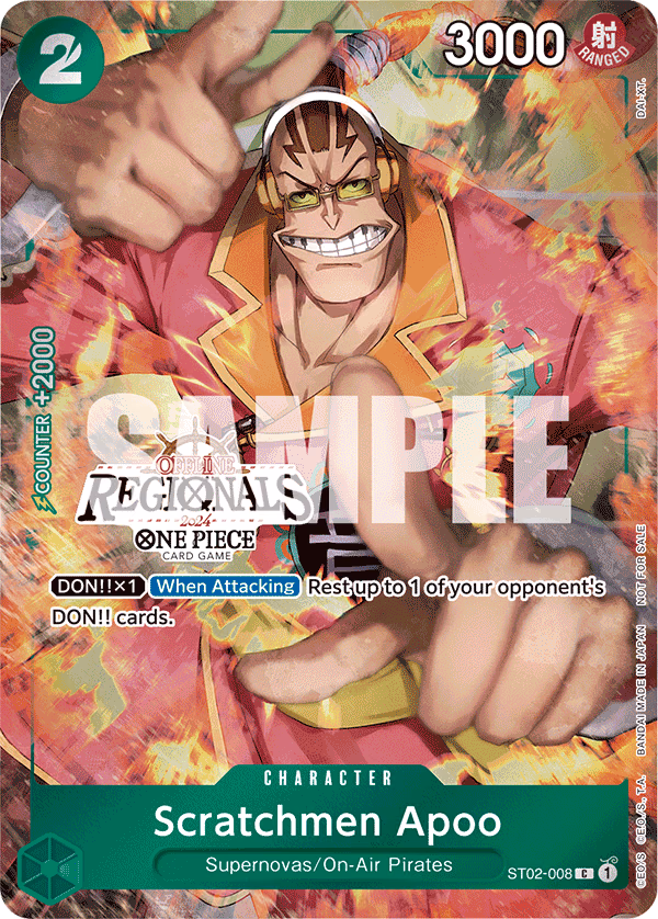 Scratchmen Apoo (Online Regional 2024 Participant) One Piece card (ST02-008, Promotion Cards)