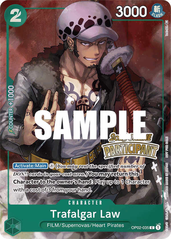 Trafalgar Law (Online Regional 2023 Winner) One Piece card (OP02-035, Promotion Cards)
