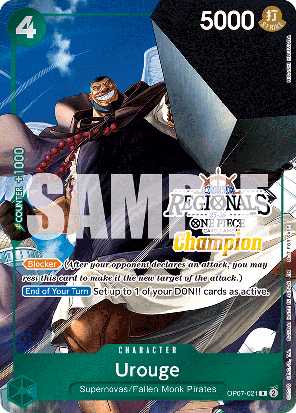 Urouge (Offline Regional Champion Card Set 2025 Vol.1) One Piece card (OP07-021, Promotion Cards)