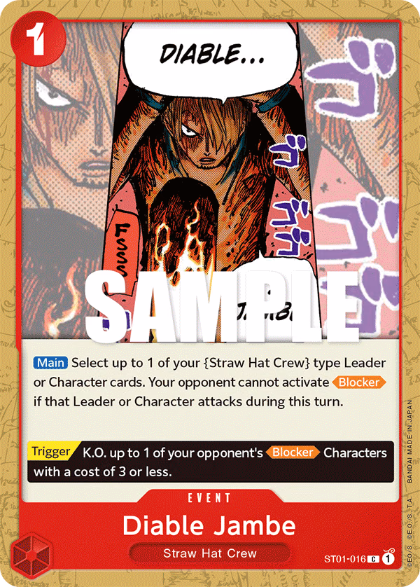 Diable Jambe One Piece card (ST01-016, Starter Deck 1: Straw Hat Crew)