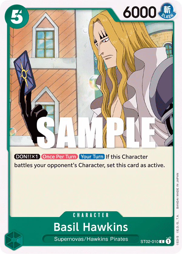 Basil Hawkins One Piece card (ST02-010, Starter Deck 2: Worst Generation)
