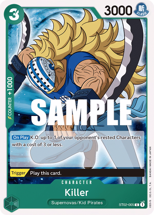 Killer One Piece card (ST02-005, Starter Deck 2: Worst Generation)