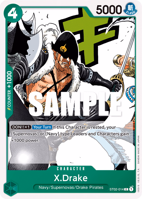 X.Drake One Piece card (ST02-014, Starter Deck 2: Worst Generation)
