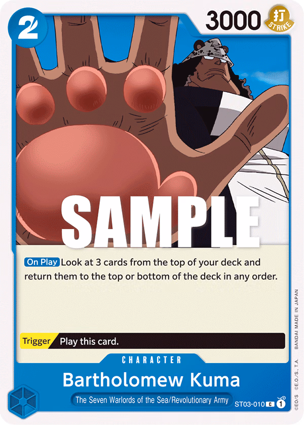 Bartholomew Kuma One Piece card (ST03-010, Starter Deck 3: The Seven Warlords of The Sea)