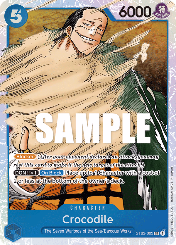 Crocodile One Piece card (ST03-003, Starter Deck 3: The Seven Warlords of The Sea)