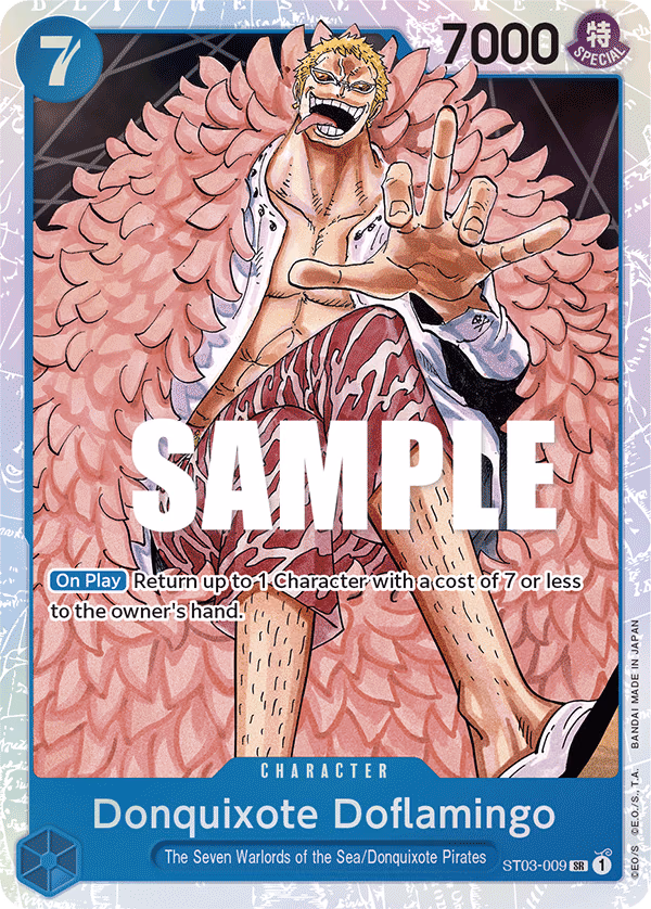 Donquixote Doflamingo One Piece card (ST03-009, Starter Deck 3: The Seven Warlords of The Sea)