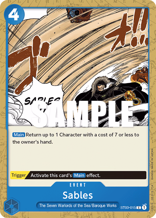 Sables One Piece card (ST03-015, Starter Deck 3: The Seven Warlords of The Sea)