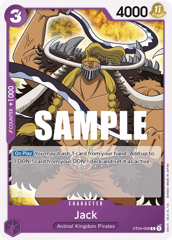 Jack One Piece card (ST04-008, Starter Deck 4: Animal Kingdom Pirates)