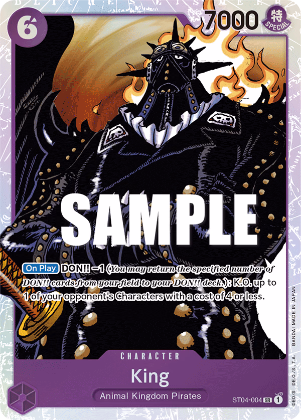 King One Piece card (ST04-004, Starter Deck 4: Animal Kingdom Pirates)