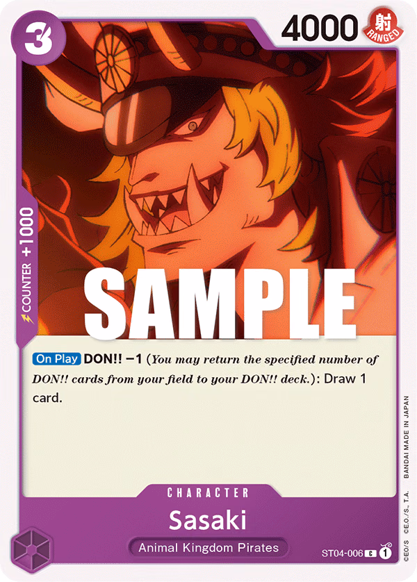 Sasaki One Piece card (ST04-006, Starter Deck 4: Animal Kingdom Pirates)