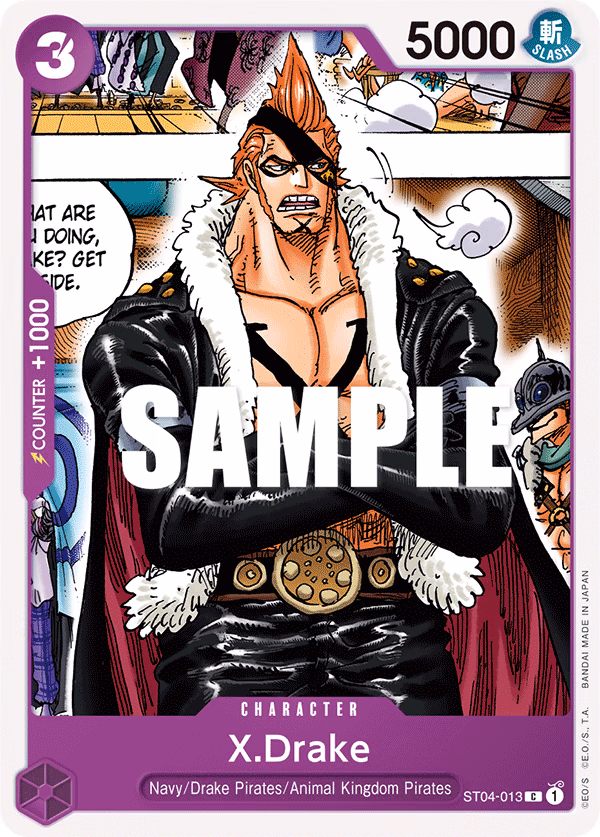 X.Drake One Piece card (ST04-013, Starter Deck 4: Animal Kingdom Pirates)