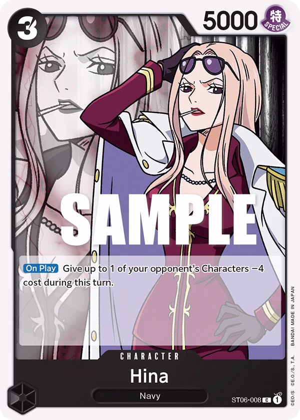 Hina One Piece card (ST06-008, Starter Deck 6: Absolute Justice)