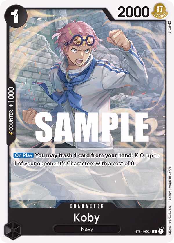 Koby One Piece card (ST06-002, Starter Deck 6: Absolute Justice)