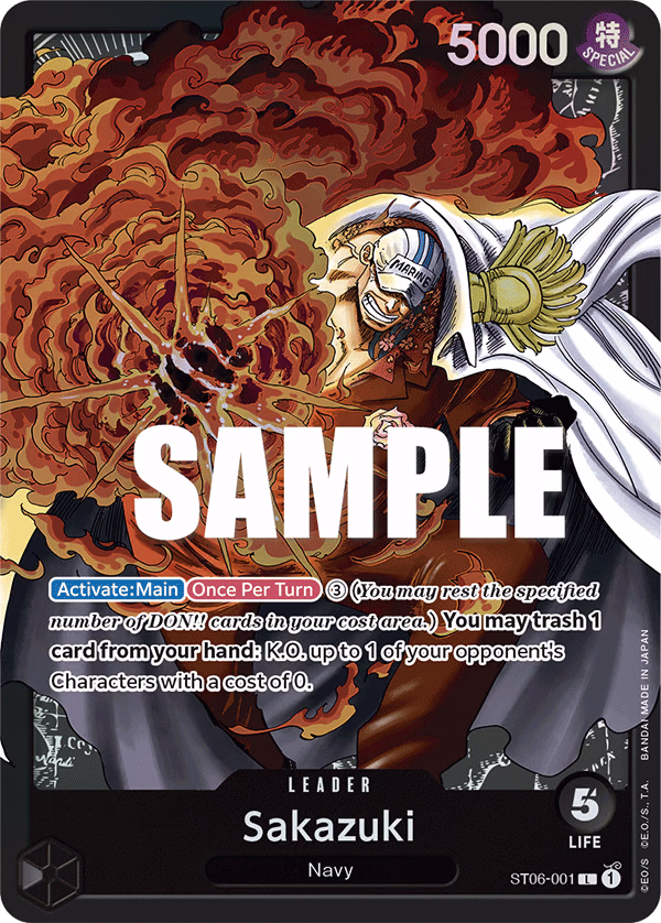 Sakazuki One Piece card (ST06-001, Starter Deck 6: Absolute Justice)