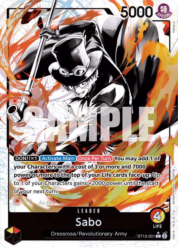 Sabo (Parallel) One Piece card (ST13-001, Ultra Deck: The Three Brothers)