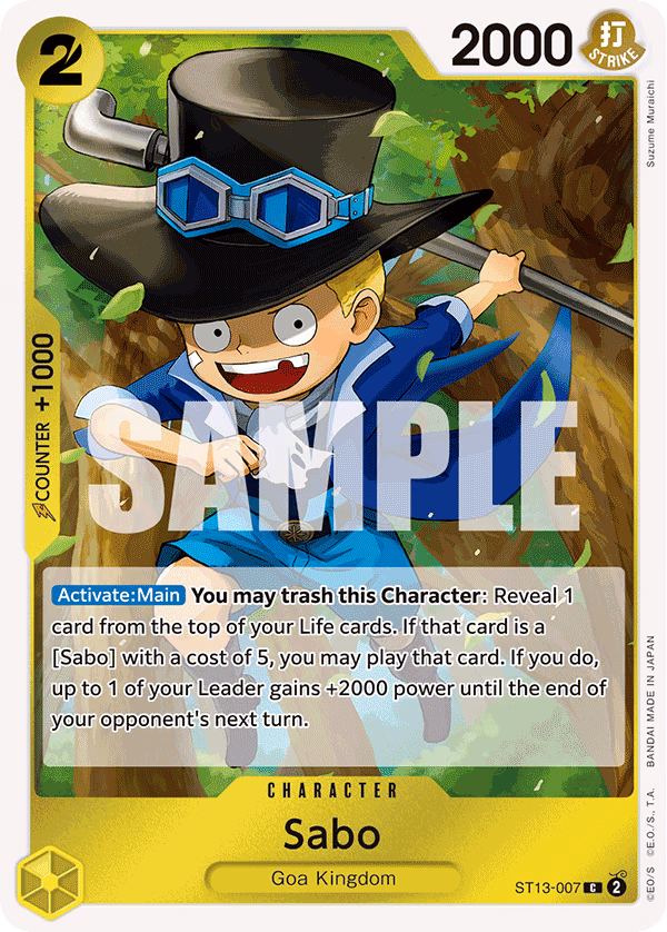 Sabo One Piece card (ST13-007, Ultra Deck: The Three Brothers)