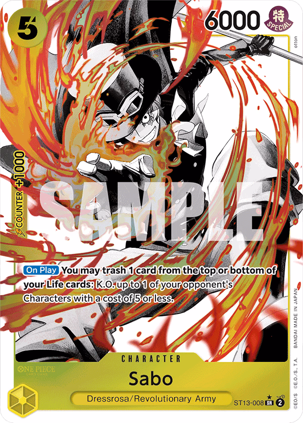 Sabo (Parallel) One Piece card (ST13-008, Ultra Deck: The Three Brothers)