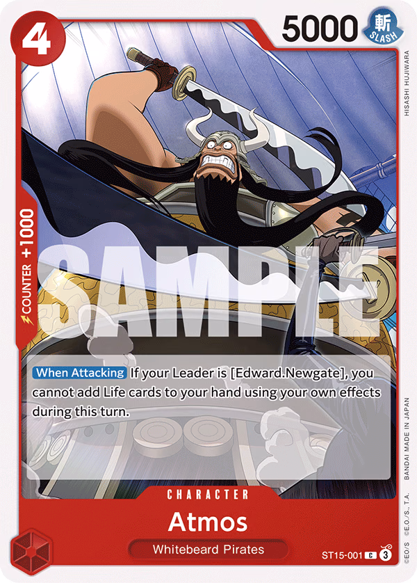 Atmos One Piece card (ST15-001, Starter Deck 15: RED Edward.Newgate)