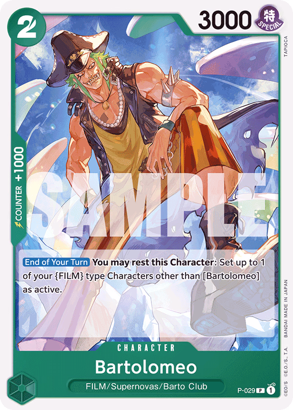 Bartolomeo (Reprint) One Piece card (P-029, Starter Deck 16: GREEN Uta)