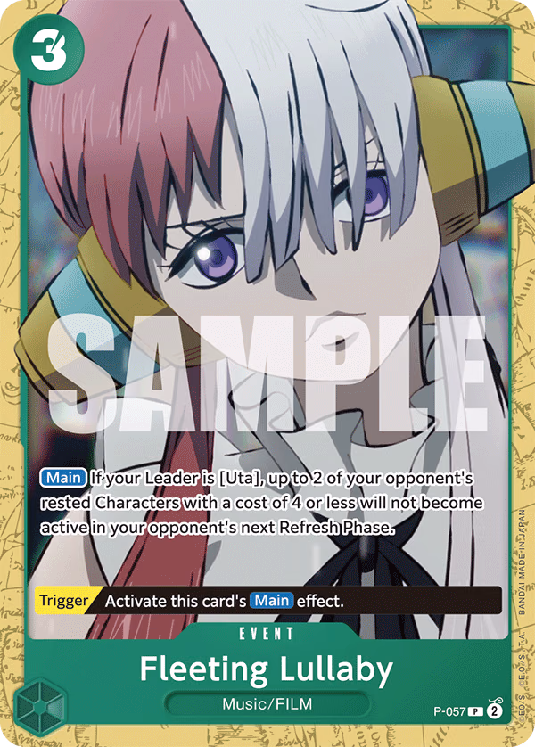 Fleeting Lullaby (Alt Art) One Piece card (P-057, Starter Deck 16: GREEN Uta)