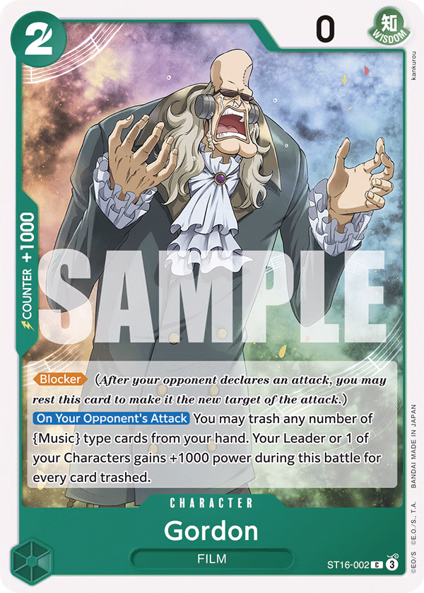Gordon One Piece card (ST16-002, Starter Deck 16: GREEN Uta)