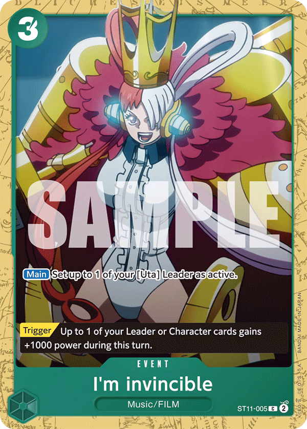 I'm invincible (Alt Art) One Piece card (ST11-005, Starter Deck 16: GREEN Uta)